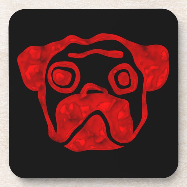Red Glass Pug Coaster (Front)