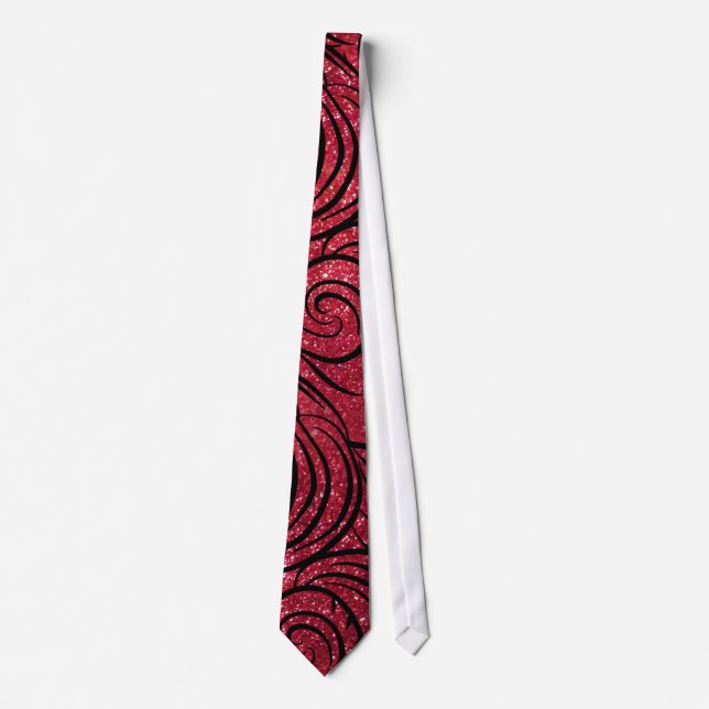 Red Glitter Abstract Pattern Tie (Front)