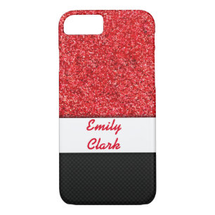 Red Glitter and Carbon Fibre iPhone 8/7 Case