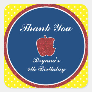 Red Glitter Apple Princess Party Favour Stickers