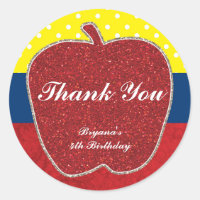 Red Glitter Apple Princess Party Favour Stickers
