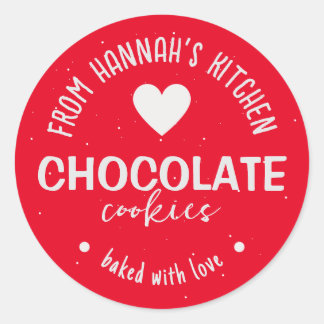 Red Glitter Background Baked With Love Classic Round Sticker