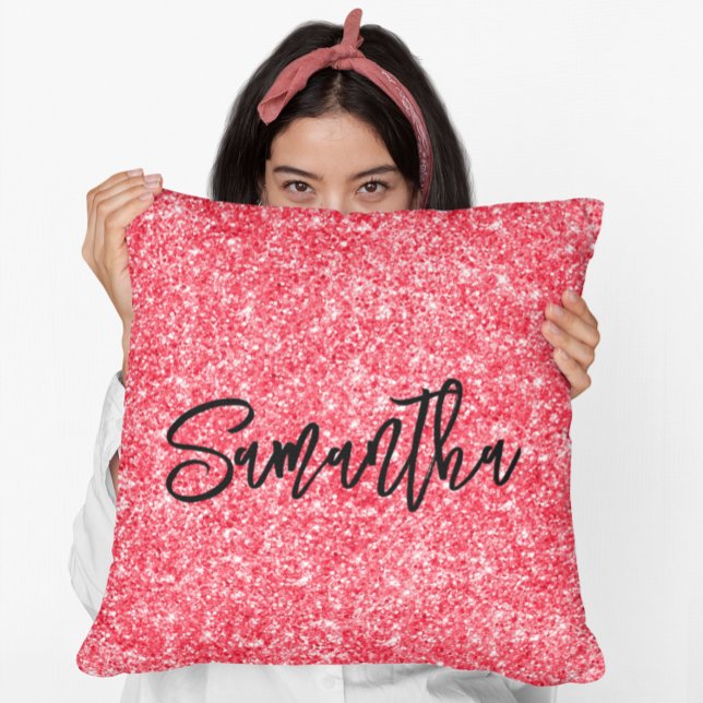Red Glitter Black Brush Script Cushion (Creator Uploaded)