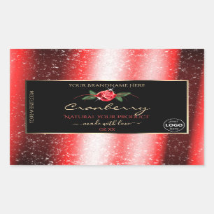 Red Glitter Black Product Labels Red Rose Add Logo