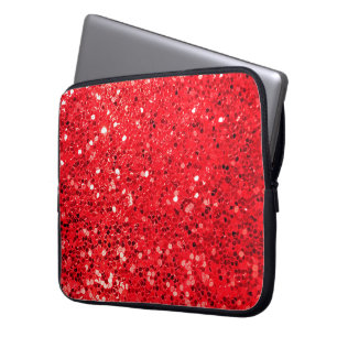 Red Glitter Bling Laptop Sleeve