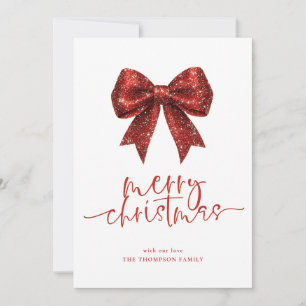 Red Glitter Bow 2026 Calendar Merry Christmas Holiday Card