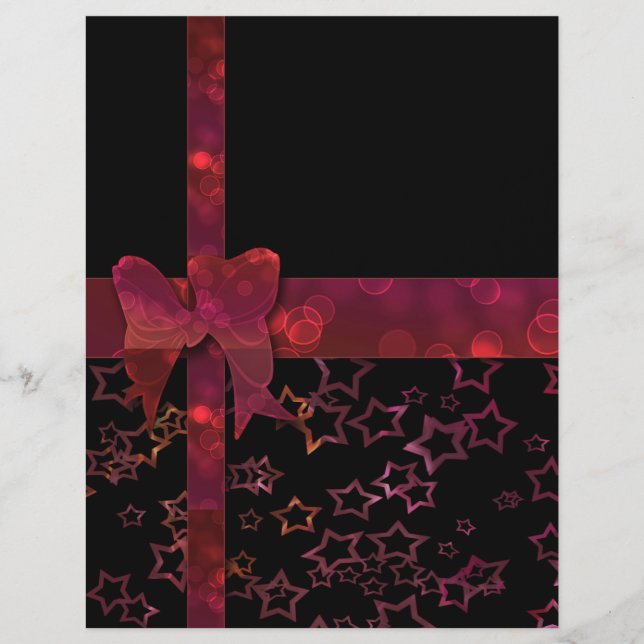 Red glitter bow and stars on black flyer (Front)