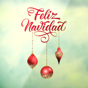 Red Glitter Bulbs Feliz Navidad Christmas