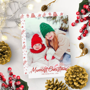 Red Glitter Calligraphy Photo Merriest Christmas Invitation