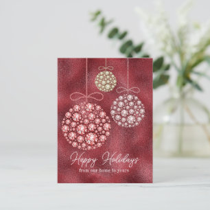 Red Glitter Christmas Elegant Happy Holidays Holiday Postcard