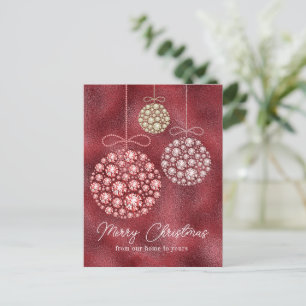 Red Glitter Christmas Ornament Elegant  Holiday Postcard