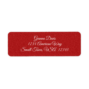 Red Glitter Christmas Return Address Label