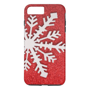 Red Glitter Christmas Sparkles Barely Snowflake iPhone 8 Plus/7 Plus Case