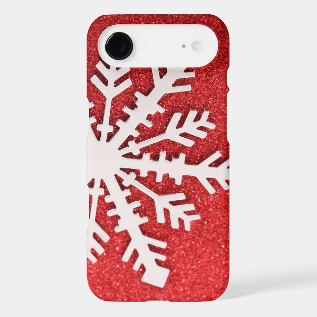 Red Glitter Christmas Sparkles Barely Snowflake Case-Mate iPhone Case (Back)