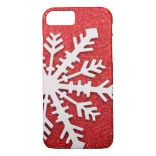 Red Glitter Christmas Sparkles Snowflake iPhone 8/7 Case