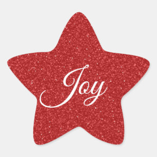 Red Glitter Christmas Star Sticker