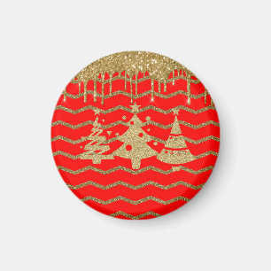 Red glitter christmas tree magnet