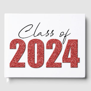 Red Glitter Class of 2024 Guest Book
