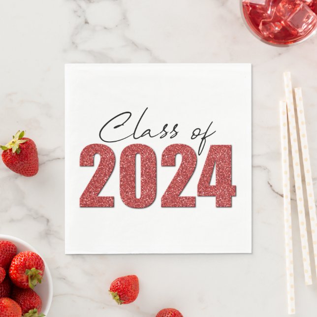 Red Glitter Class of 2024 Napkin (Insitu)