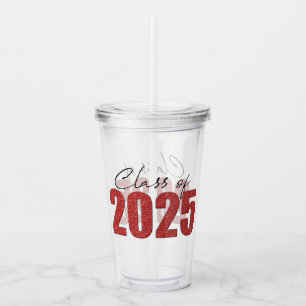 Red Glitter Class of 2025 Acrylic Tumbler
