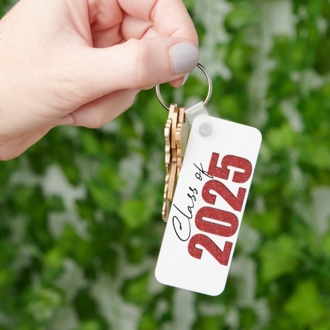 Red Glitter Class of 2025 Key Ring (Hand)