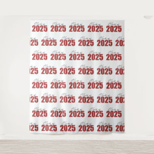 Red Glitter Class of 2025 Photo Backdrop Tapestry