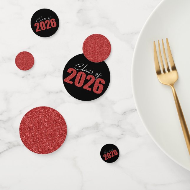 Red Glitter Class of 2026 Confetti (Group)