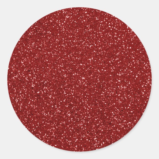 Red Glitter Classic Round Sticker (Front)