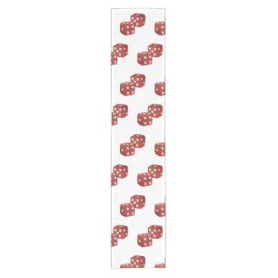 Red Glitter Dice Casino Theme Short Table Runner