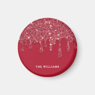 Red Glitter Drip Custom Name  Magnet