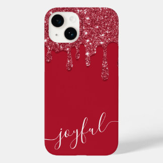 Red Glitter Drip Custom Text or Name  Case-Mate iPhone 14 Case