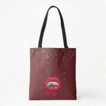 Red Glitter Drip Tote Bag