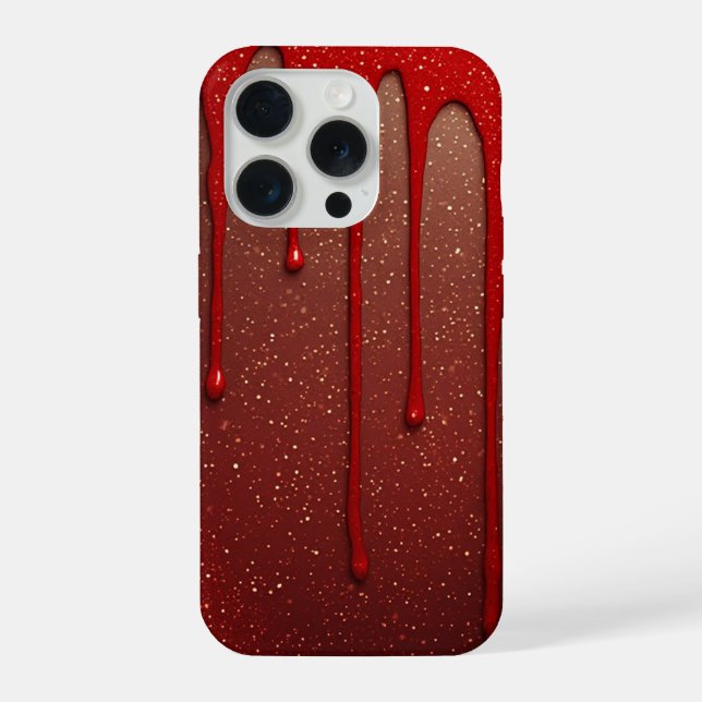 Red Glitter Dripping iPhone Case (Back)