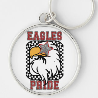 Red Glitter Eagles Pride Game day Fan Gear button Key Ring