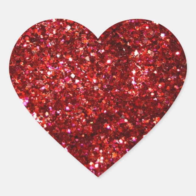 Red Glitter Effect Heart Sticker (Front)