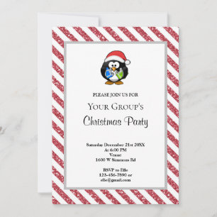 Red Glitter Framed Funny Christmas Party Invitatio Invitation