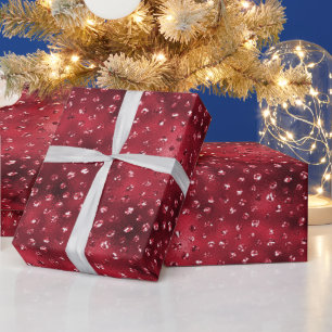 Red Glitter Glam Polka Dots Pattern Wrapping Paper