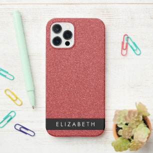 Red Glitter, Glitter Background, Your Name iPhone 12 Pro Case