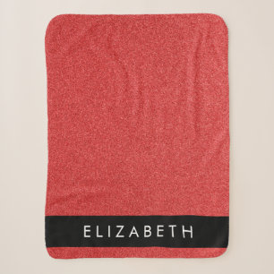 Red Glitter, Glitter Background, Your Name Sherpa Blanket