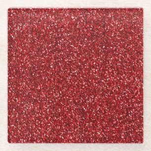 Red Glitter Glitz Glass Coaster