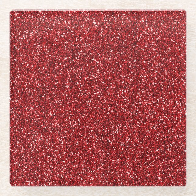 Red Glitter Glitz     Glass Coaster (Front)