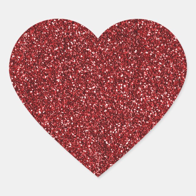 Red Glitter Glitz  Heart Sticker (Front)