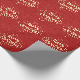 Red Glitter Happy Christmas Greetings Wrapping Paper