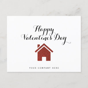 Red Glitter Happy Valentine's Day Realty Postcard