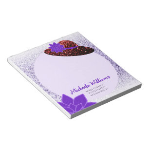 Red glitter hat purple lavender notepad
