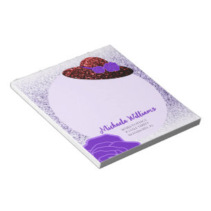 Red glitter hat purple lavender notepad