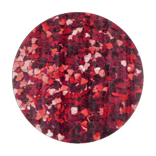 Red Glitter Heart: Minimalist Texture. Cutting Board