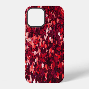 Red Glitter Heart: Minimalist Texture. iPhone 12 Case