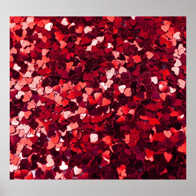 Red Glitter Heart: Minimalist Texture. Poster (Front)