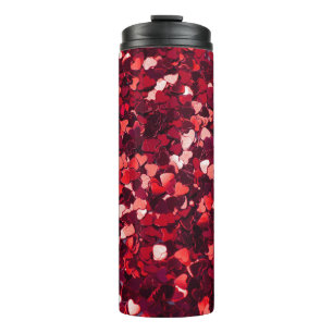Red Glitter Heart: Minimalist Texture. Thermal Tumbler